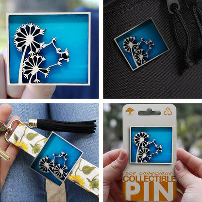 Dandelions Blowing in Wind - Wooden Pin & Magnet