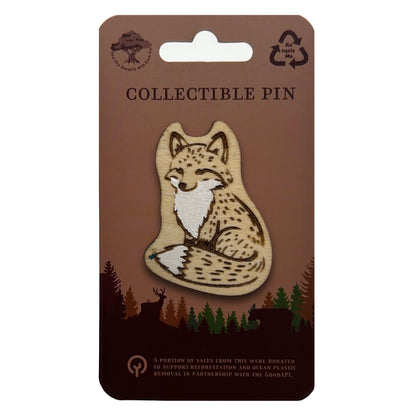 Woodland Fox - Wooden Lapel Pin & Magnet