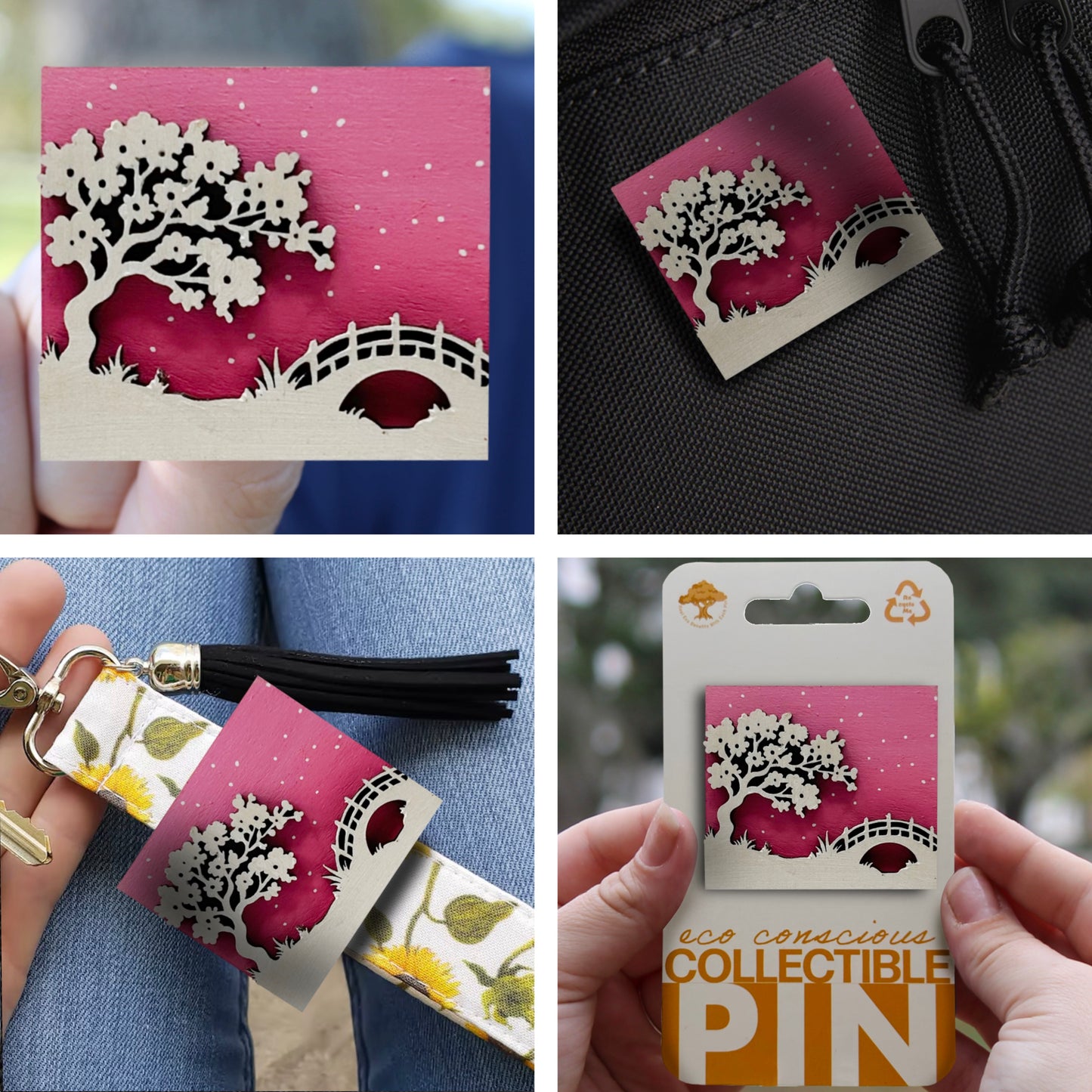 Cherry Blossom Tree - Wooden Pin & Magnet