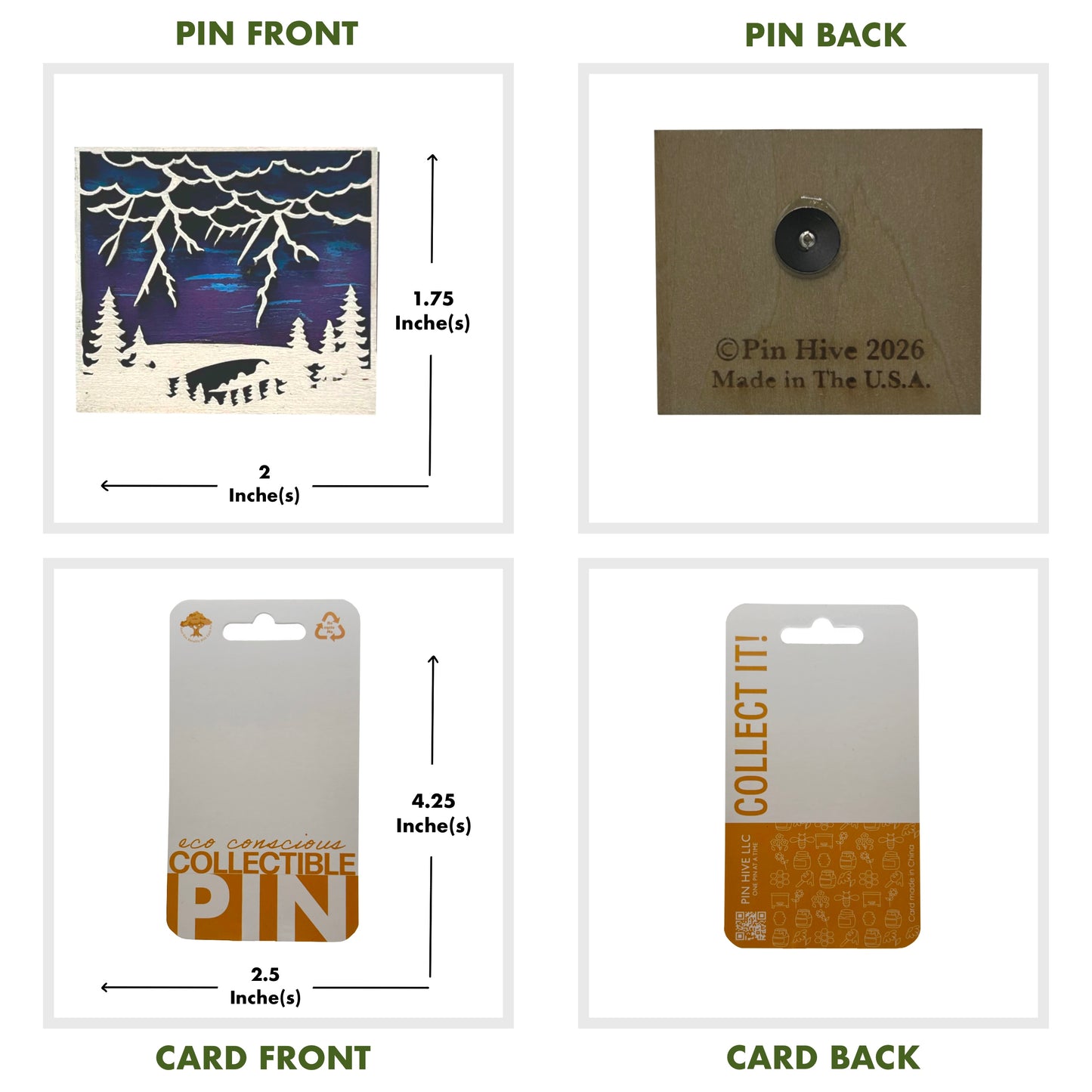 Lightning in Forest - Wooden Pin & Magnet