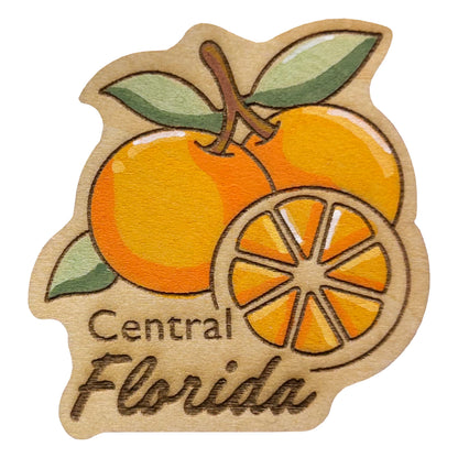 Central Florida Oranges - Wooden Lapel Pin & Magnet