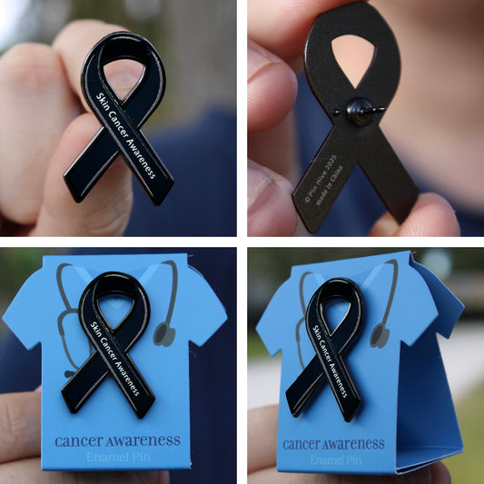 Skin Cancer Awareness Ribbon Pin With Magnet