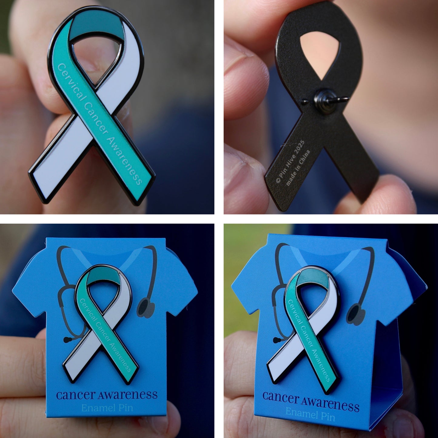 Cervical Cancer Awareness Ribbon Pin With Magnet