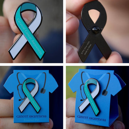 Cervical Cancer Awareness Ribbon Pin With Magnet