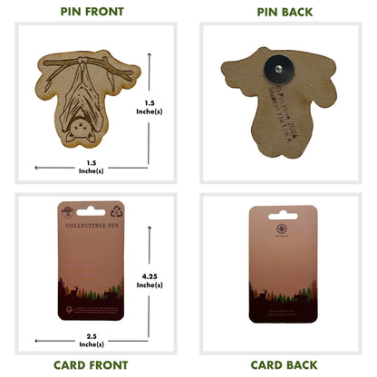 Bat on Branch - Wooden Pin & Magnet