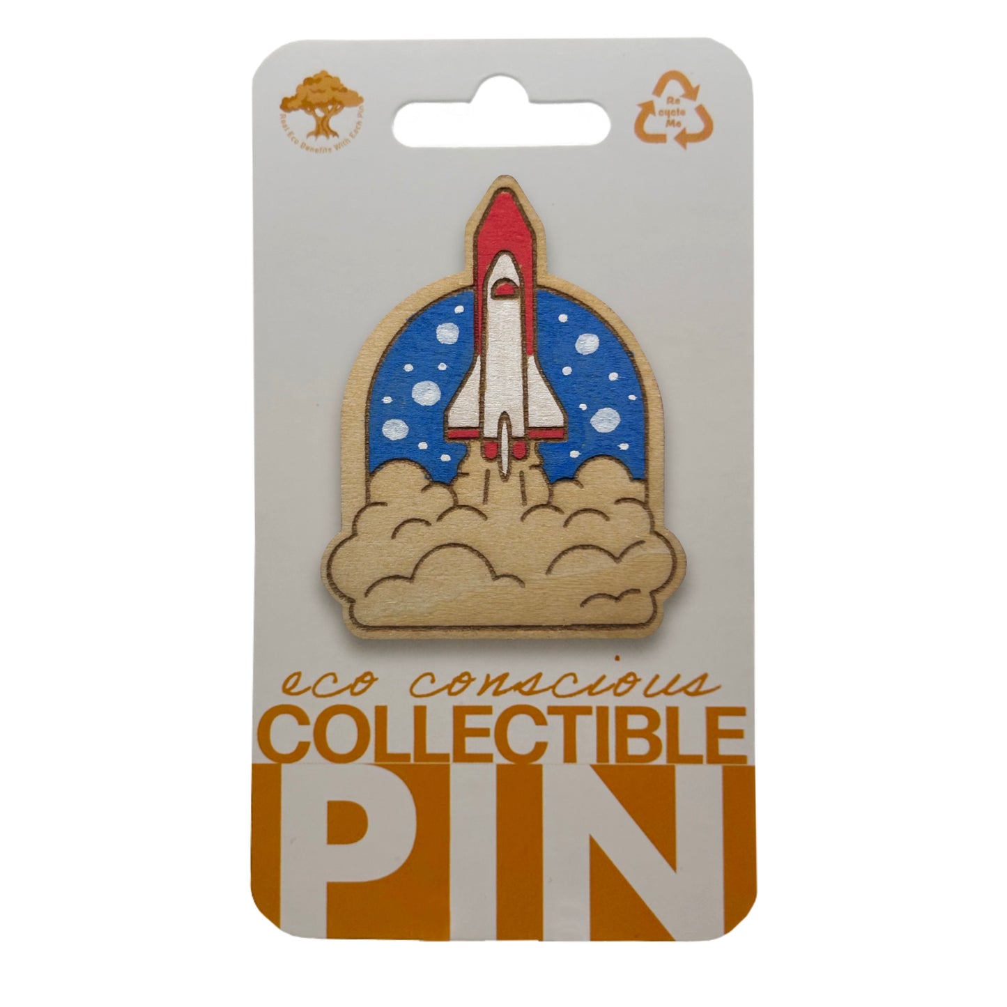 Rocket Ship - Wooden Pin & Magnet