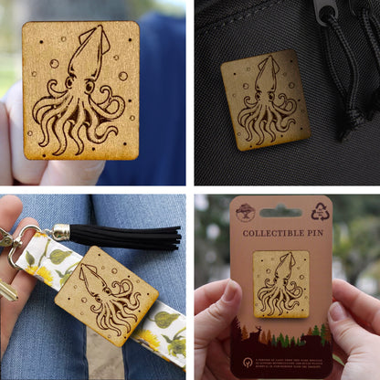 Squid - Wooden Pin & Magnet