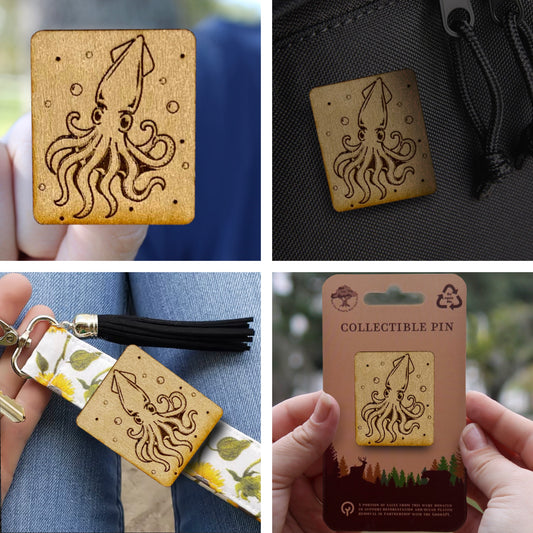 Squid - Wooden Pin & Magnet
