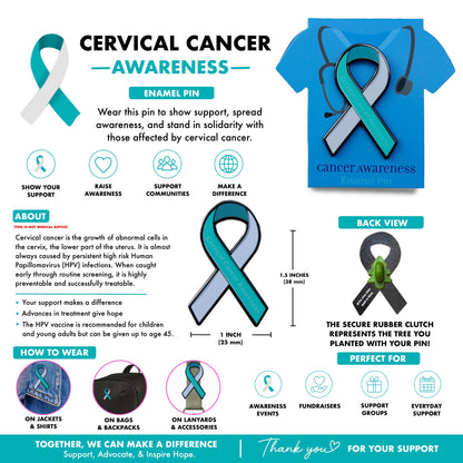 Cervical Cancer Awareness Ribbon Pin With Magnet