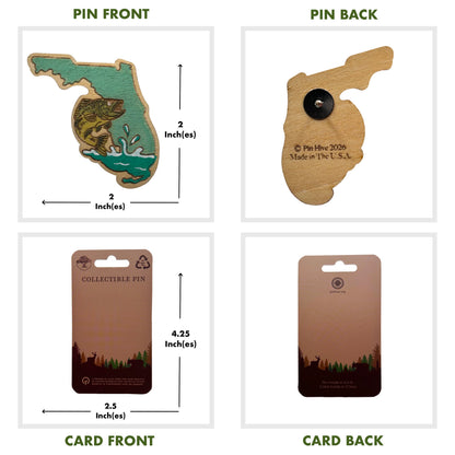 Florida Largemouth Bass - Wooden Lapel Pin & Magnet
