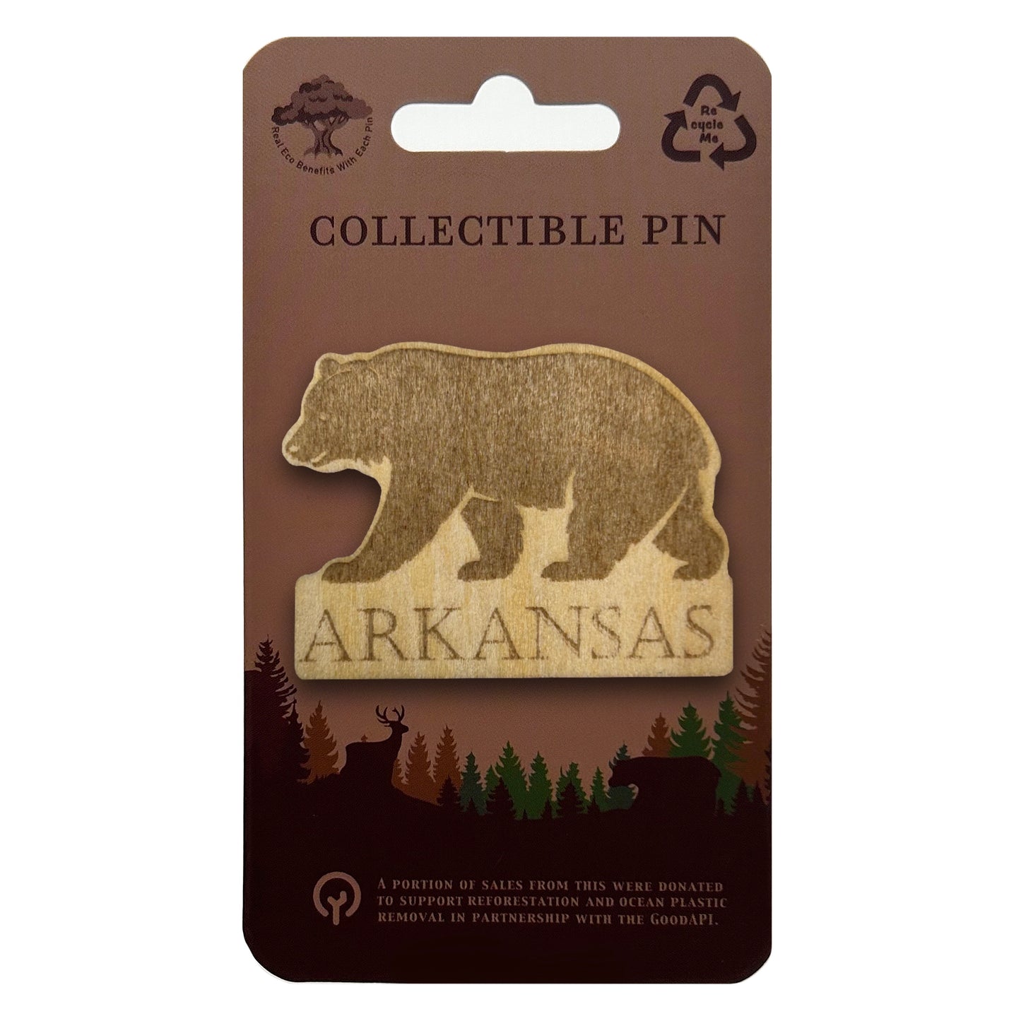Arkansas Black Bear - Wooden Pin & Magnet