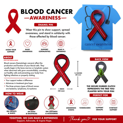Blood Cancer Awareness Ribbon - Lapel Pin With Magnet