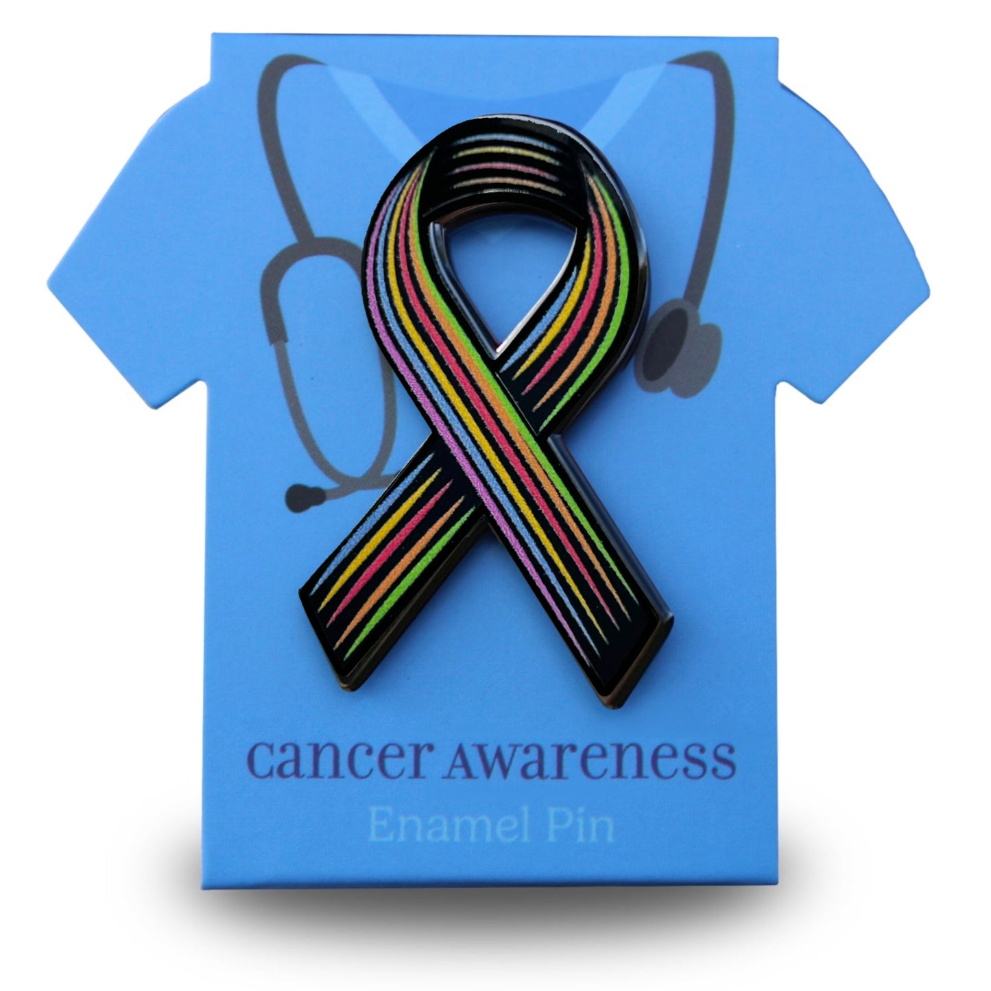 Rainbow Cancer Awareness Ribbon Pin With Magnet