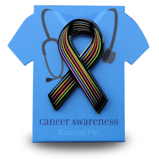 Rainbow Cancer Awareness Ribbon Pin With Magnet
