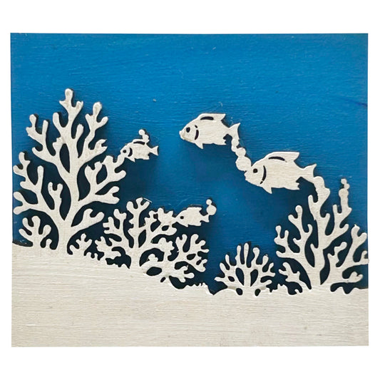 Fish at Coral Reef - Wooden Pin & Magnet