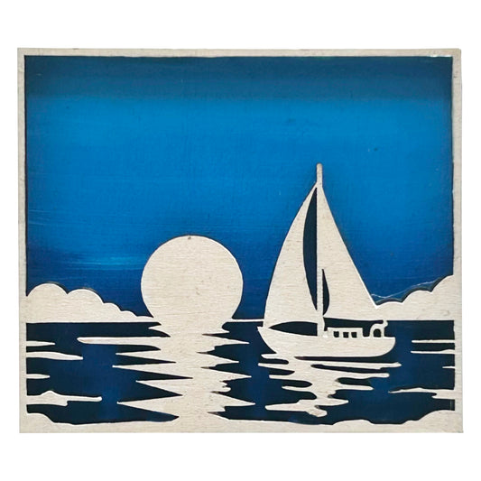Sailboat on Ocean - Wooden Pin & Magnet