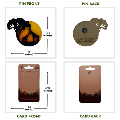 Giraffes at Sunset - Wooden Pin & Magnet