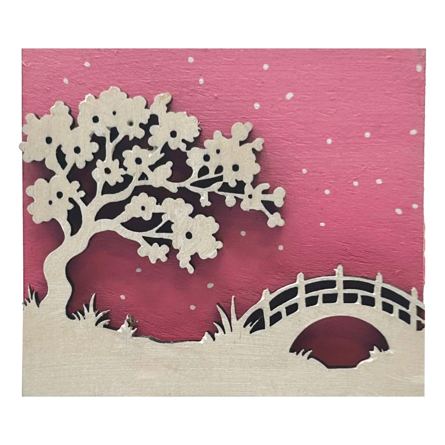 Cherry Blossom Tree - Wooden Lapel Pin & Magnet