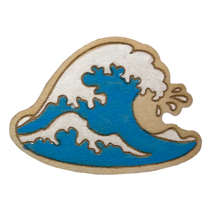 Blue Wave - Wooden Pin & Magnet