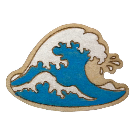 Blue Wave - Wooden Pin & Magnet
