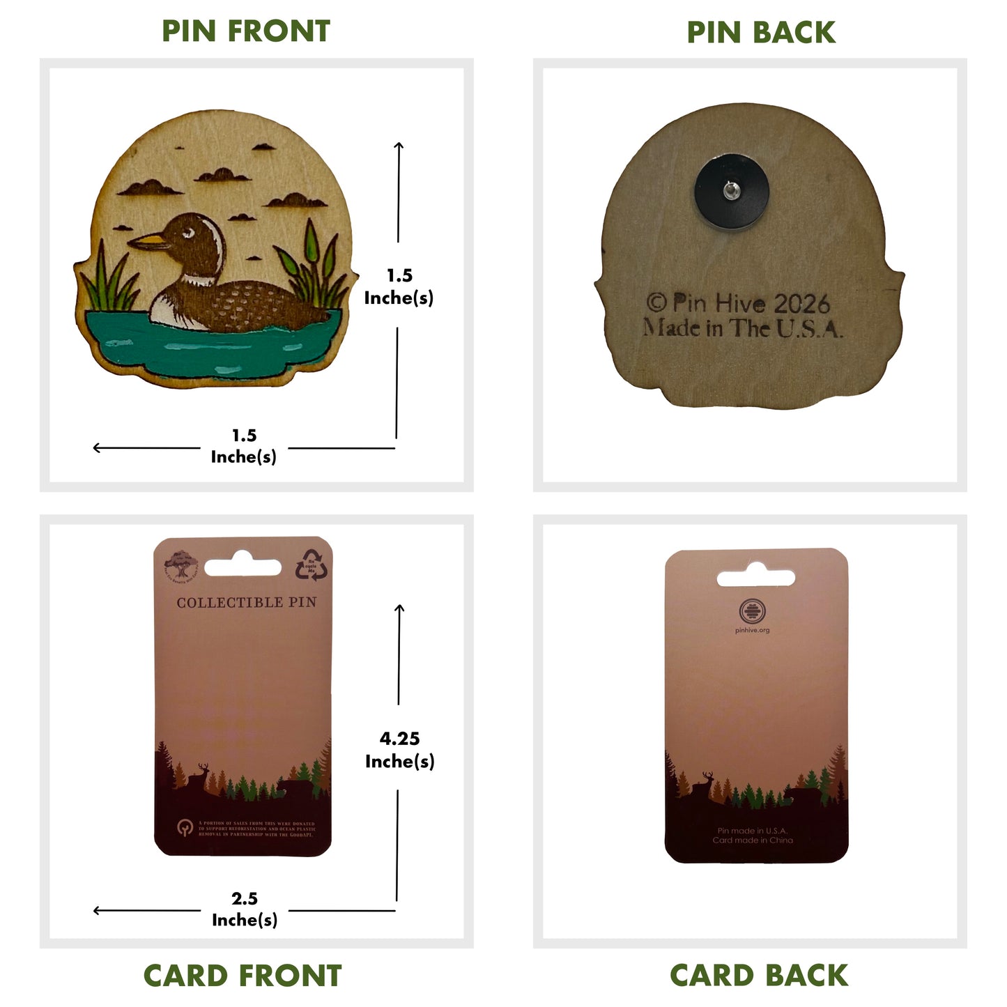 Duck on Water - Wooden Pin & Magnet
