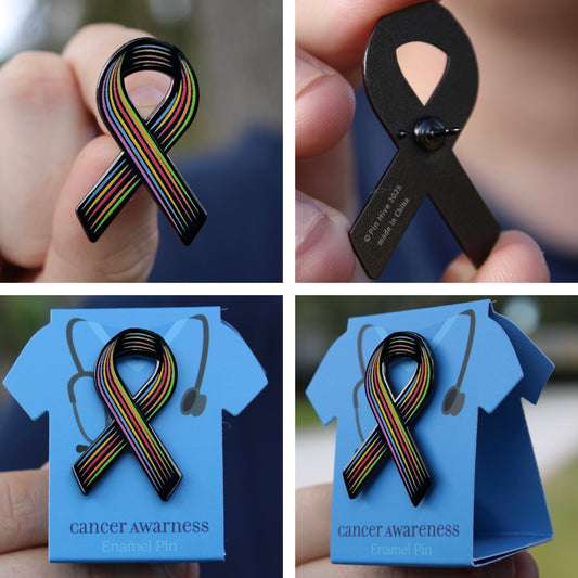 Rainbow Cancer Awareness Ribbon Pin With Magnet