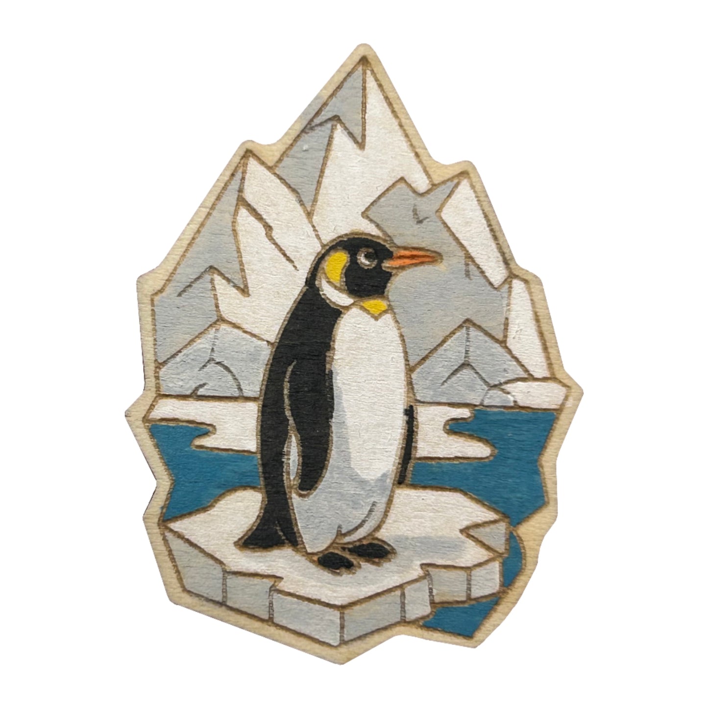 Penguin on Iceberg - Wooden Pin & Magnet