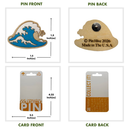Blue Wave - Wooden Pin & Magnet