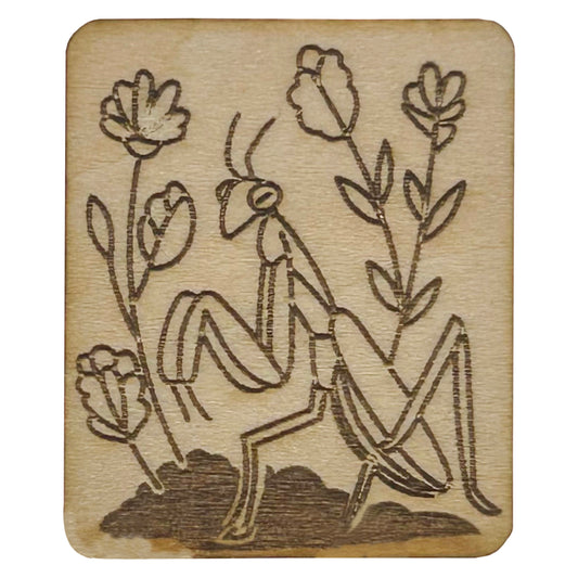 Praying Mantis - Wooden Pin & Magnet