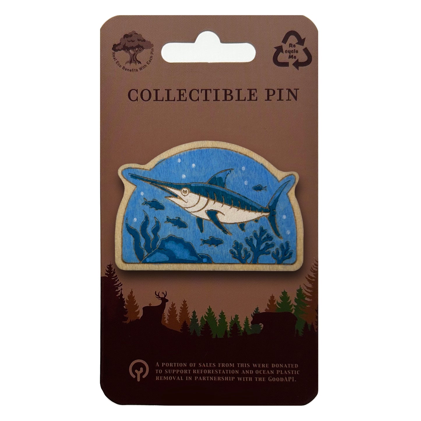 Blue Marlin - Wooden Pin & Magnet