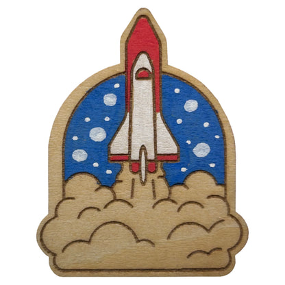 Rocket Ship - Wooden Pin & Magnet