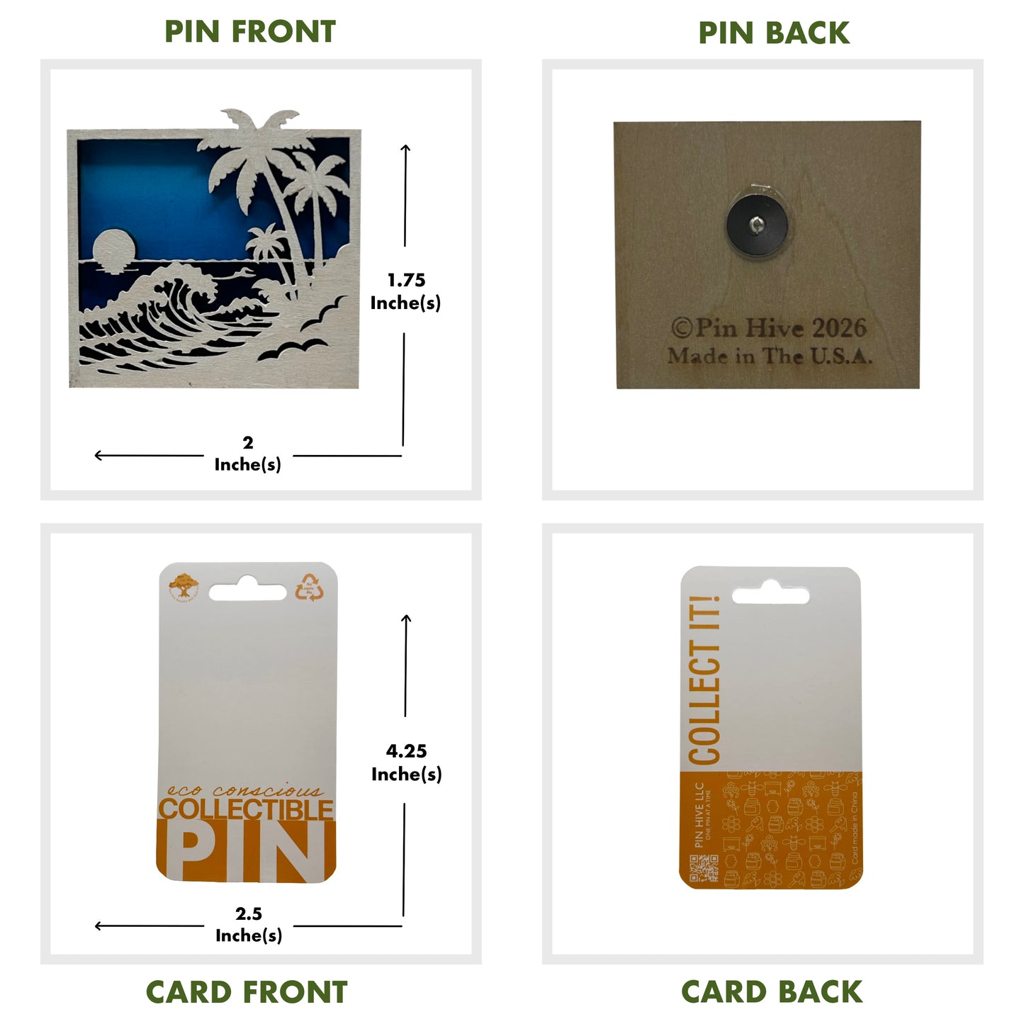 Ocean and Waves Beachscape - Wooden Pin & Magnet