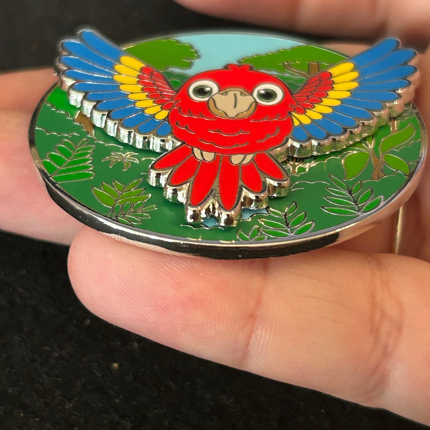 2025 - Kawaii Scarlet Macaw Flying In Rainforest - Pin on Pin