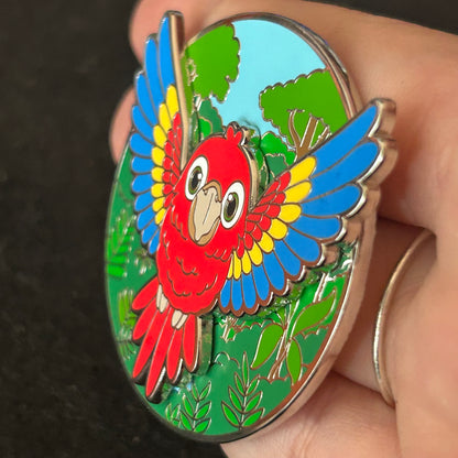 2025 - Kawaii Scarlet Macaw Flying In Rainforest - Pin on Pin