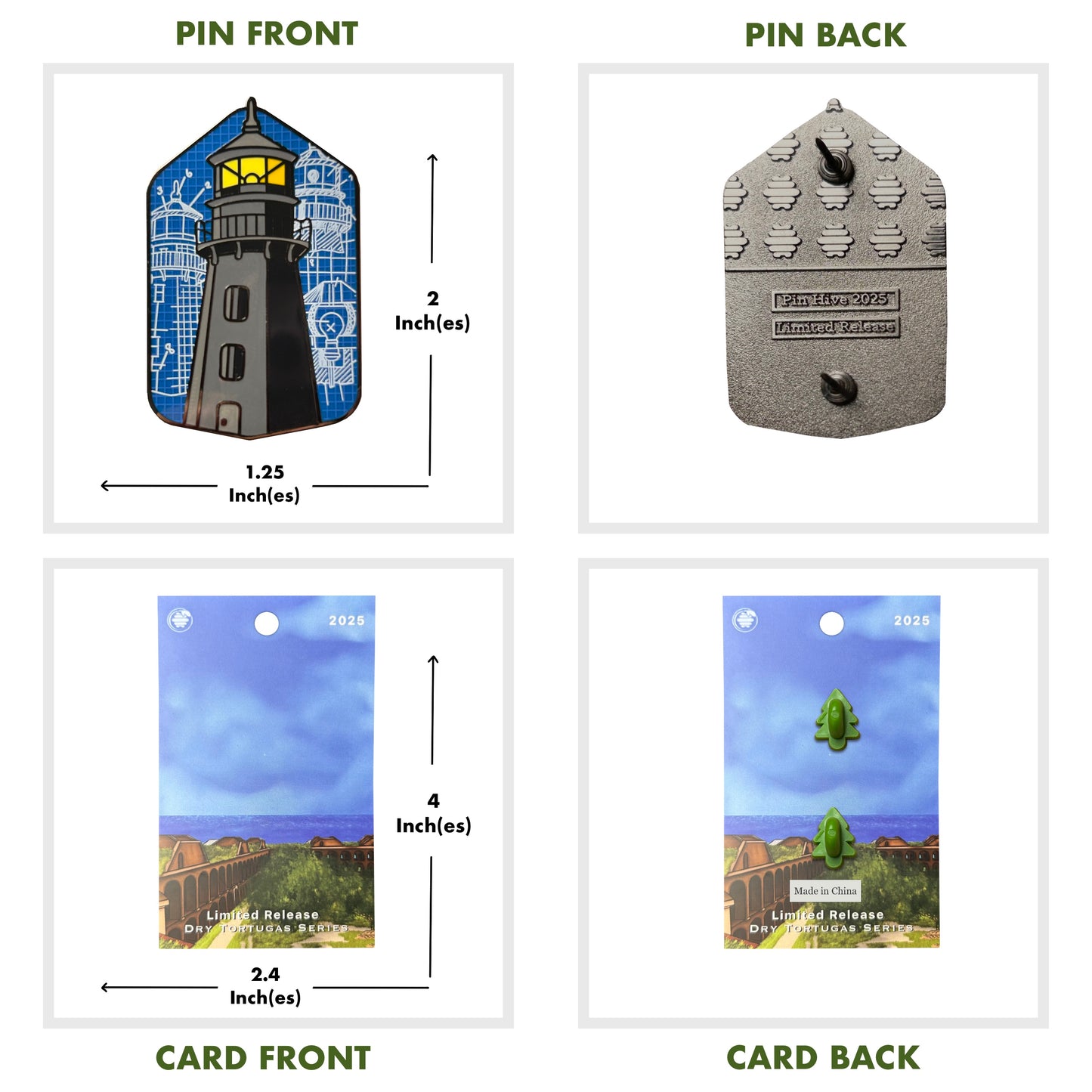 Garden Key Lighthouse - Blueprint Pin With Magnet - Fort Jefferson
