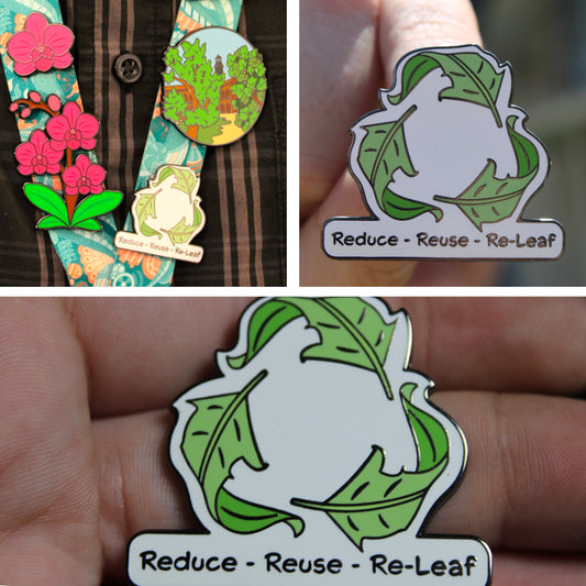 Reduce - Reuse - Re-leaf Pin With Magnet
