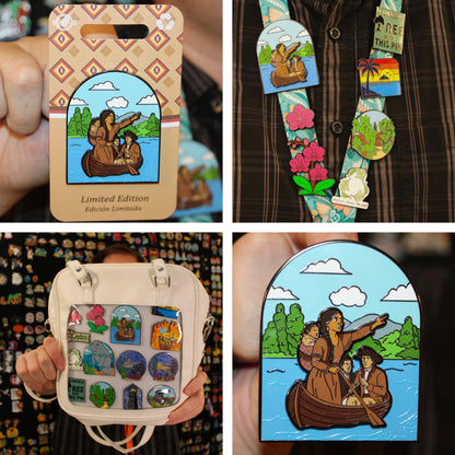 Sacagawea, Lewis, and Clark Pin With Magnet - Traveling Down the Missouri River - LE 200