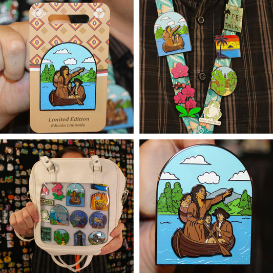 Sacagawea, Lewis, and Clark Pin With Magnet - Traveling Down the Missouri River - LE 200