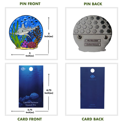Bull Shark Pin With Magnet - Swimming in Coral Reef