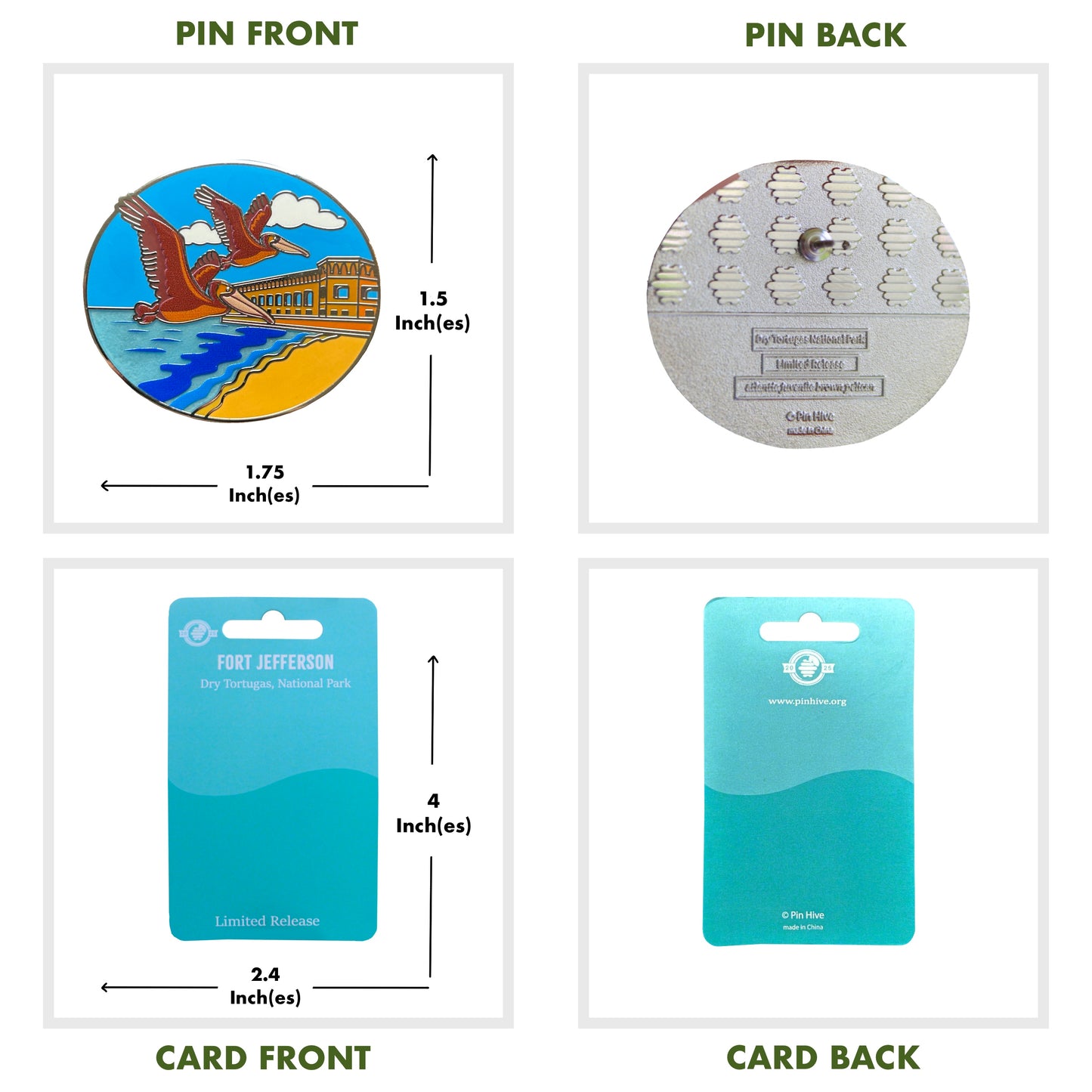 Pelicans on South Beach Pin - Dry Tortugas National Park With Magnet