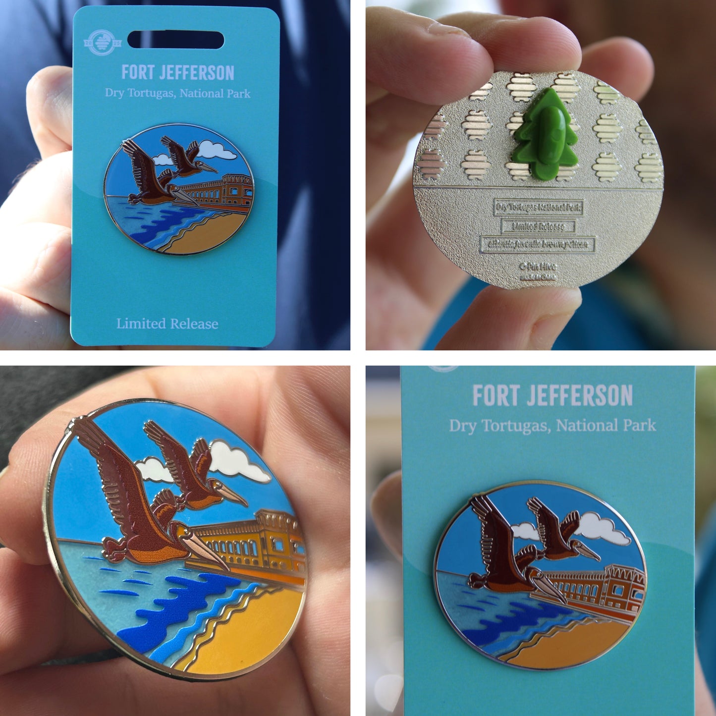 Pelicans on South Beach Pin - Dry Tortugas National Park With Magnet