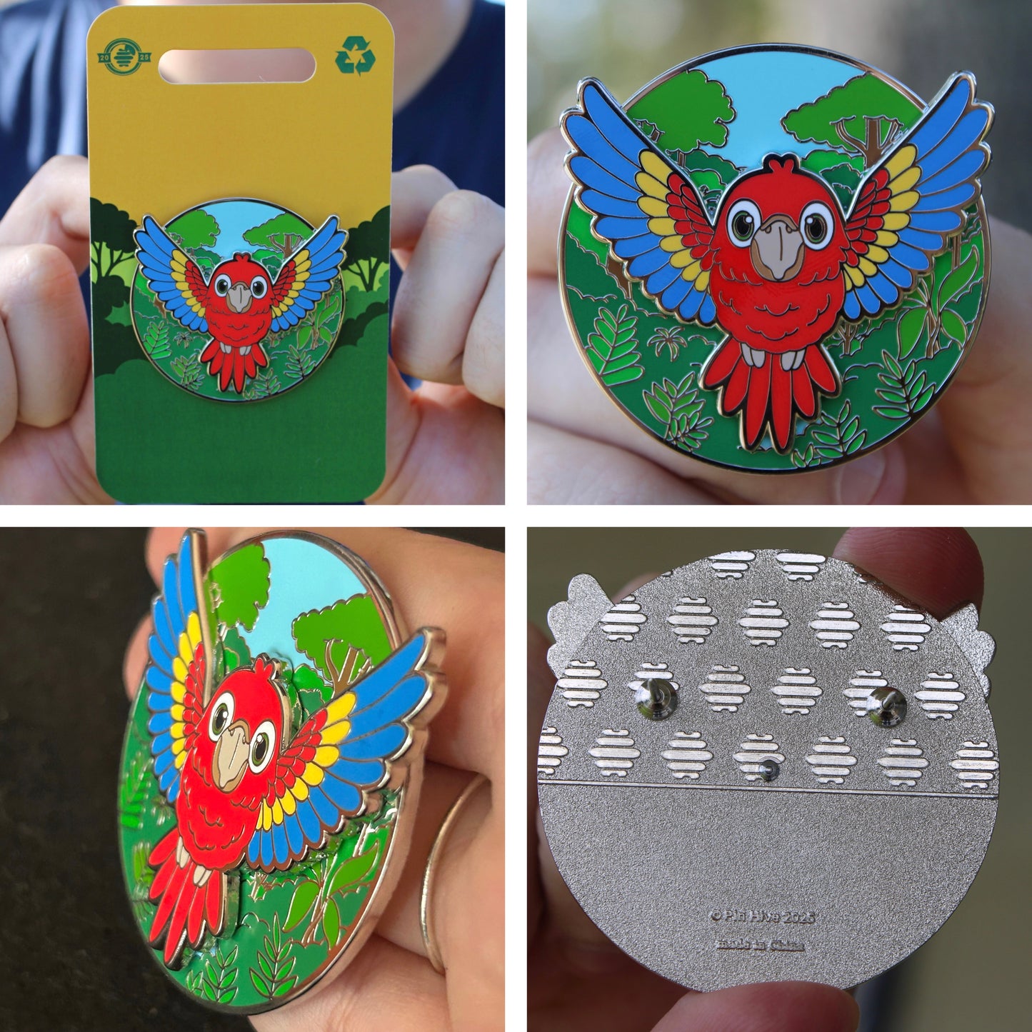 Kawaii Scarlet Macaw Flying In Rainforest - Pin on Pin With Magnet