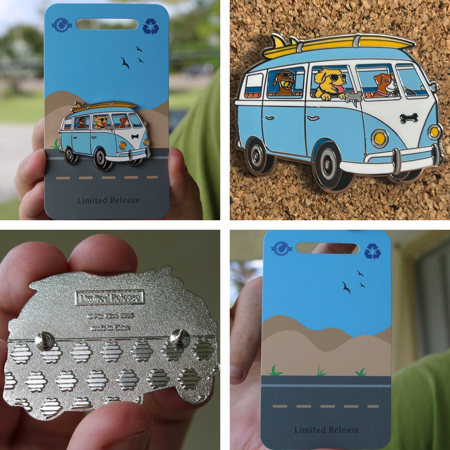 Canine Cruiser Pin With Magnet - Dogs Driving Bus