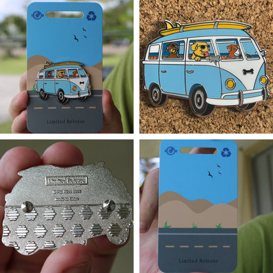 Canine Cruiser Pin With Magnet - Dogs Driving Bus