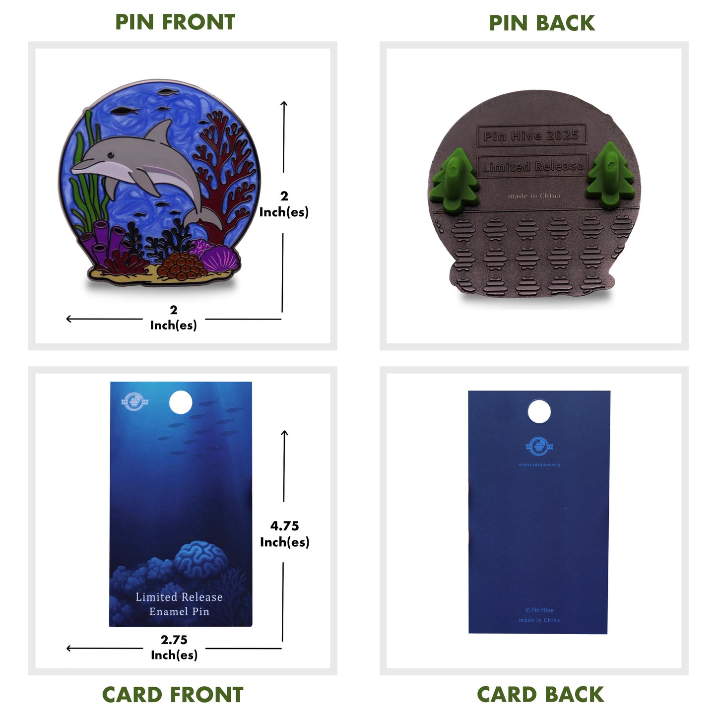 Bottlenose Dolphin Pin With Magnet - Swimming at the Coral Reef