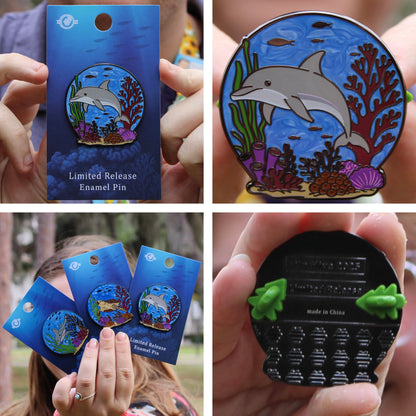 Bottlenose Dolphin Pin With Magnet - Swimming at the Coral Reef