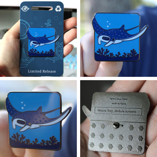 Manta Ray Pin With Magnet - Ocean Creatures Series