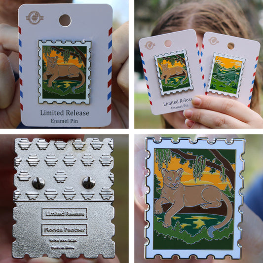 Florida Panther Postage Stamp Pin With Magnet