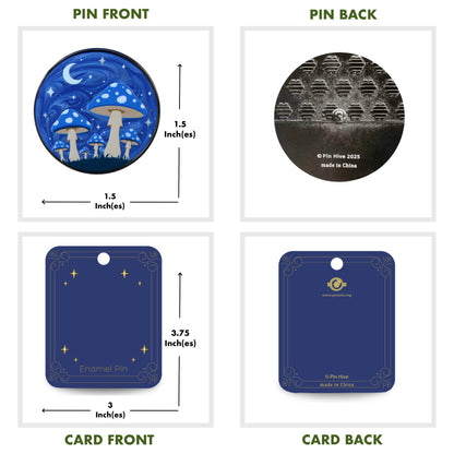 Blue Moonlit Mushroom Forest - Lapel Pin With Magnet