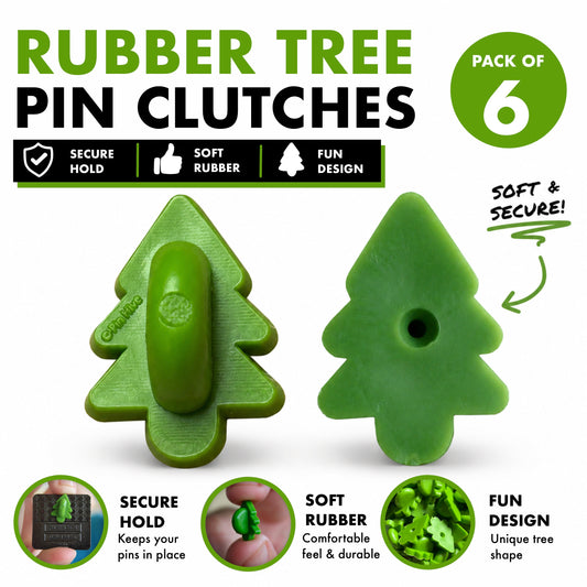 Green Tree - Rubber Pin Clutches (CH-13) (Pack of 6)
